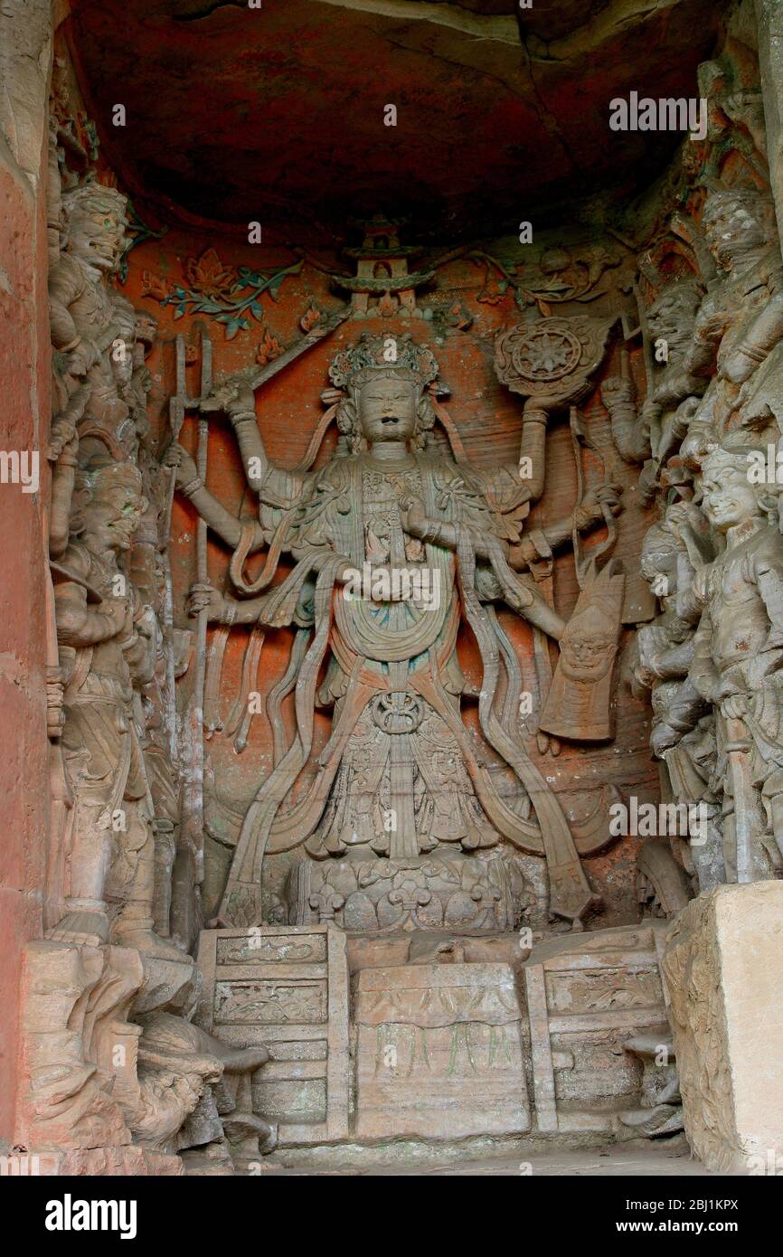 Eine Statue des Schwiegersohnes von Moritz in der Song Dynastie eine Steinschnitzerei in Beishan dazu Chongqing Stockfoto