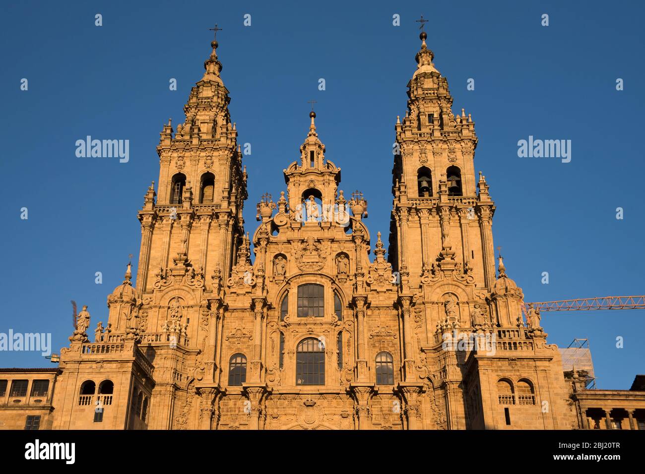 Kathedrale von Santiago de Compostela, Galicien, Spanien. Platz Obradeiro in Santiago de Compostela der Endpunkt der antiken Pilgerwege, Camino de Stockfoto