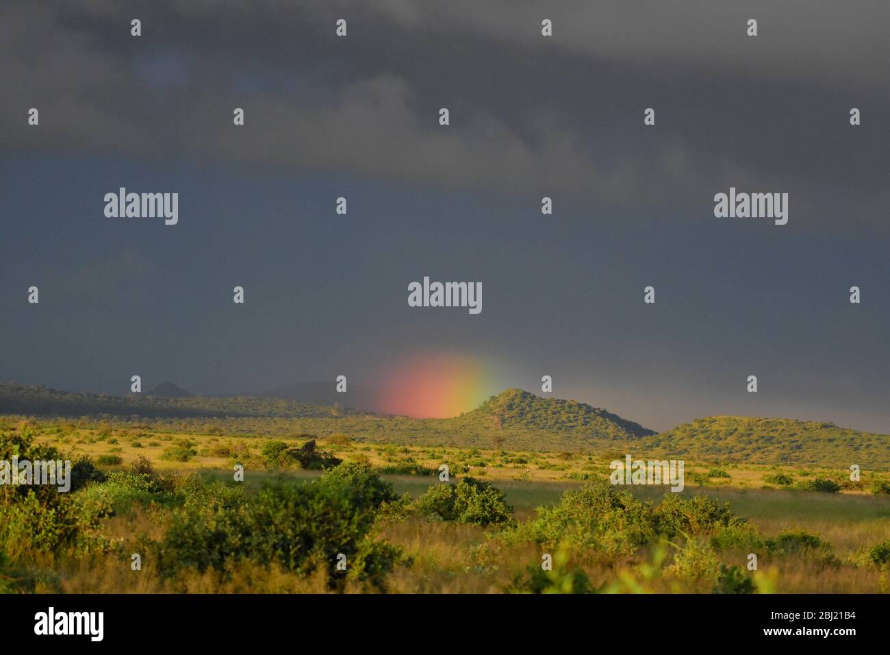 regenbogen bei Sonnenuntergang, Buffalo Springs, Kenia Stockfoto
