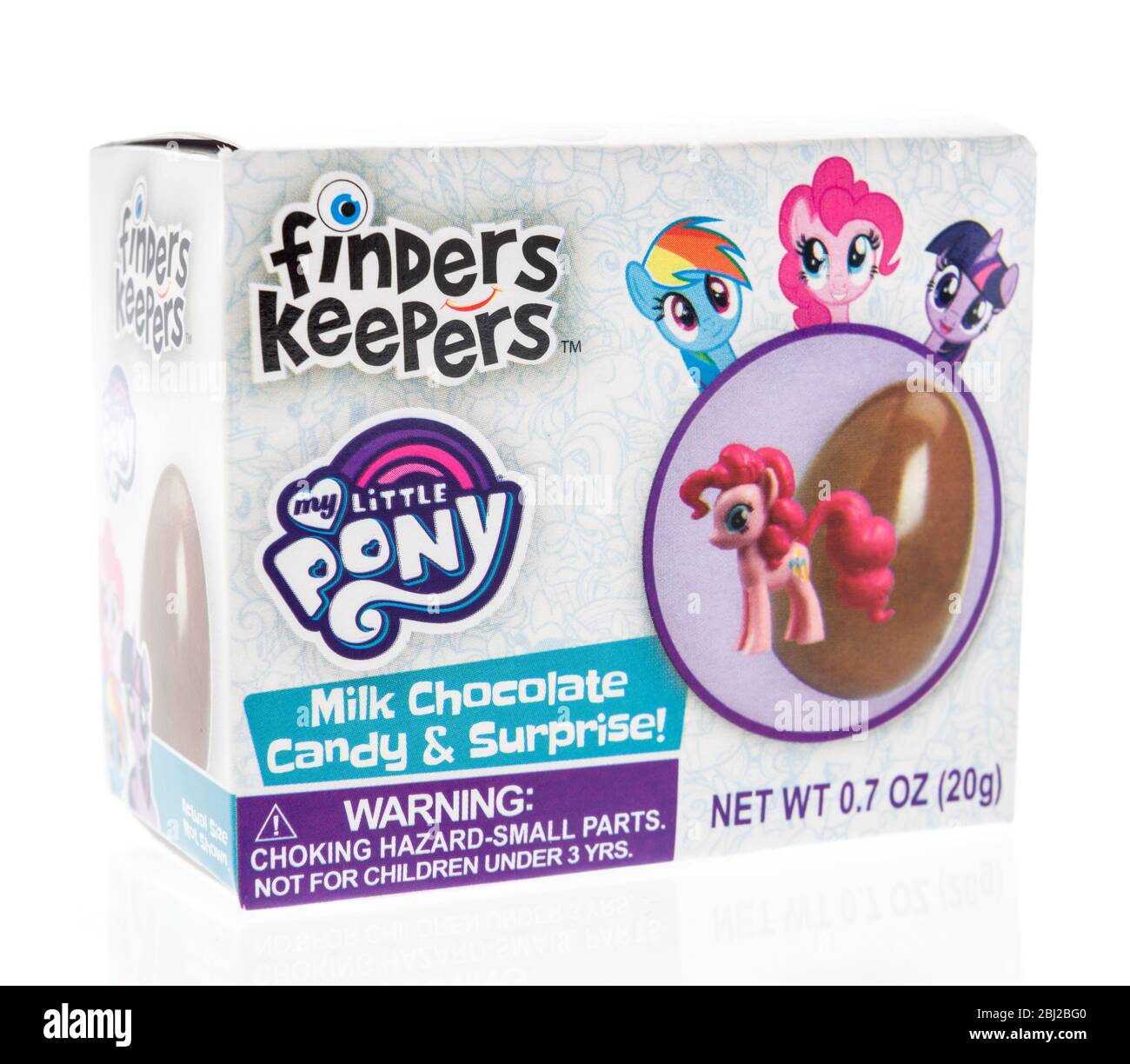 Winneconne, WI - 26. April 2020: Ein Paket von My Little Pony Finder Keepers auf einem isolierten Hintergrund. Stockfoto