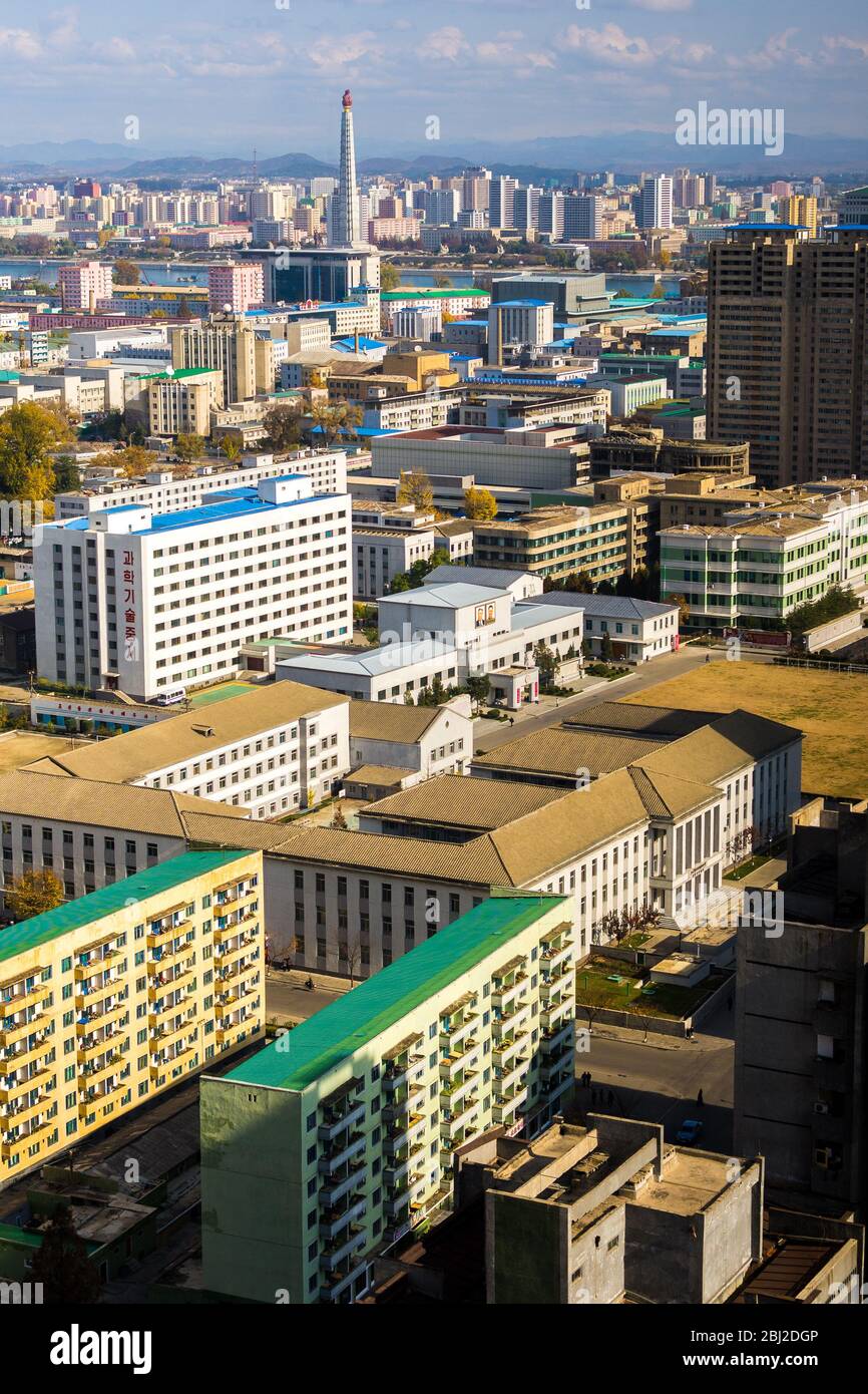 Pjöngjang / DPR Korea - 12. November 2015: Stadtansicht von Pjöngjang, der Hauptstadt Nordkoreas Stockfoto