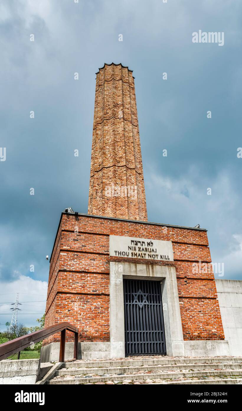 Holocaust-Denkmal am Bahnhof Radegast im ehemaligen Ghetto Litzmannstadt in Lodz, Polen Stockfoto