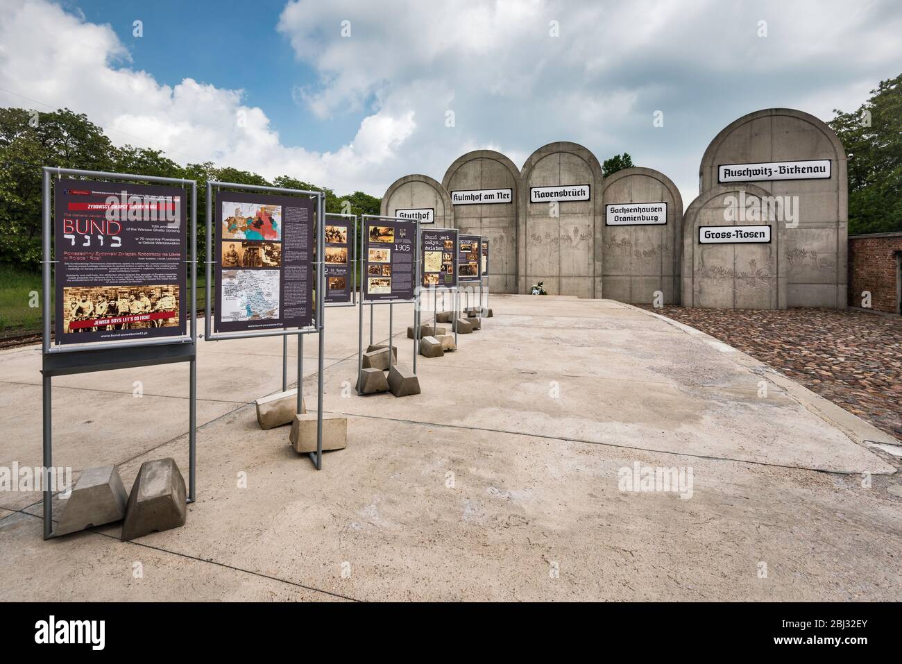 Gedenkstätte und Ausstellung am Bahnhof Radegast im ehemaligen Ghetto Litzmannstadt in Lodz, Polen Stockfoto