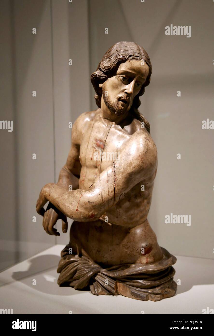 Ecce Homo Skulptur, polychrome Holz. 17. Jahrhundert. Nicolas de Bussy (1640-1706). Murcia. Frederic Mares Museum, Barcelona, Spanien. Stockfoto