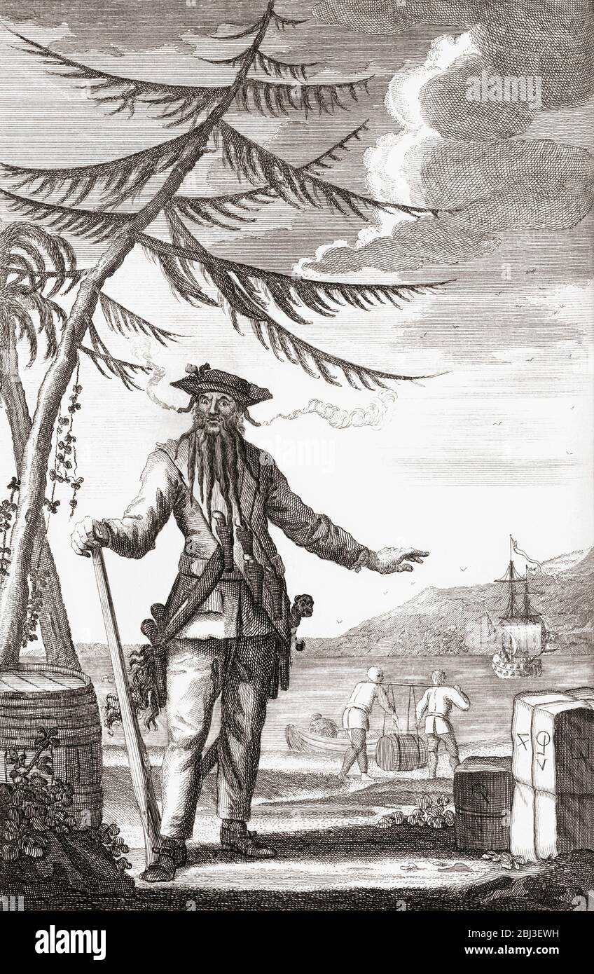 Edward unterrichten circa 1680 - 1718. Englischer Pirat bekannt als Blackbeard. Stockfoto