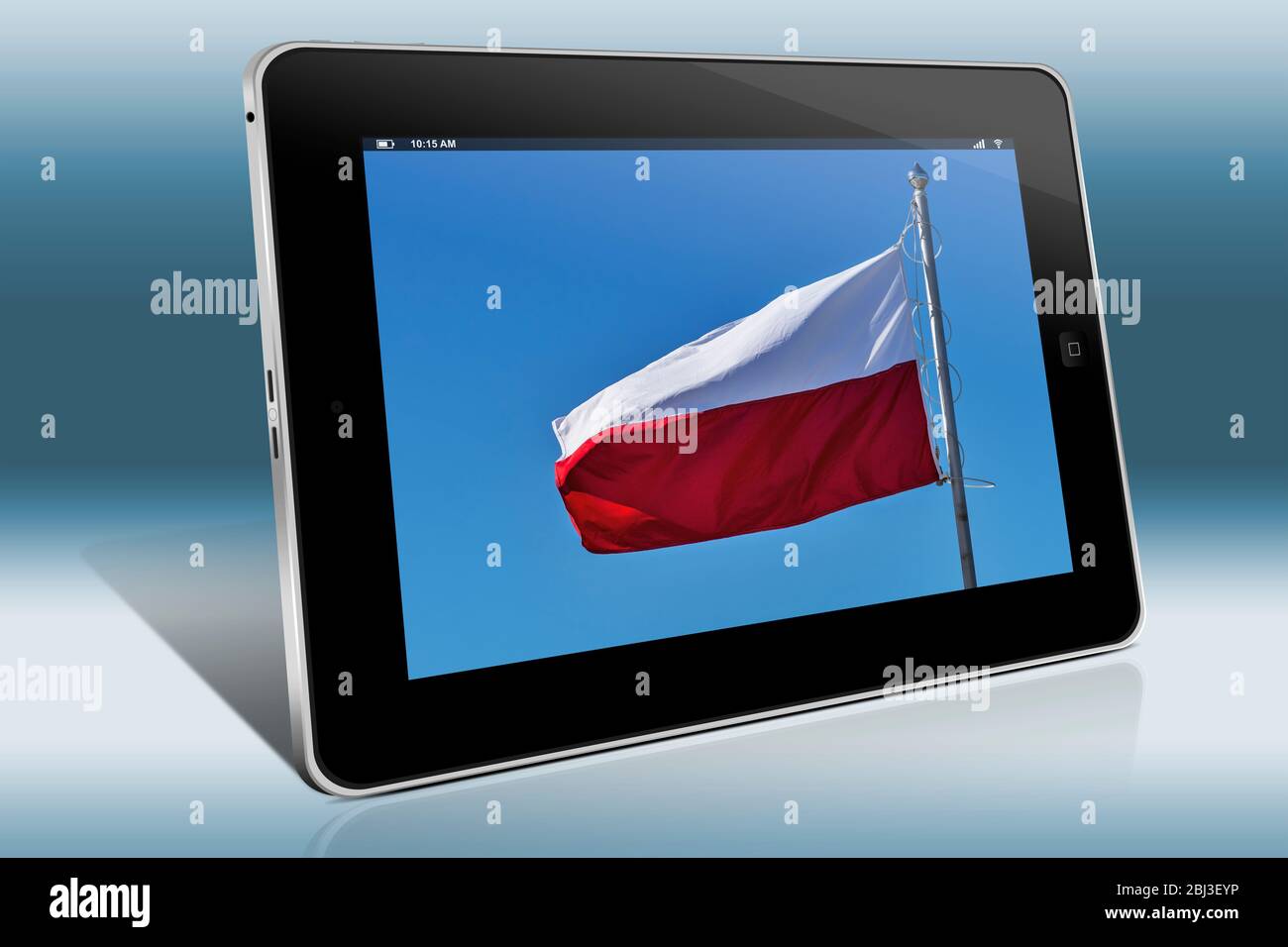 Detail Foto von der Flagge der Republik Polen Stockfoto