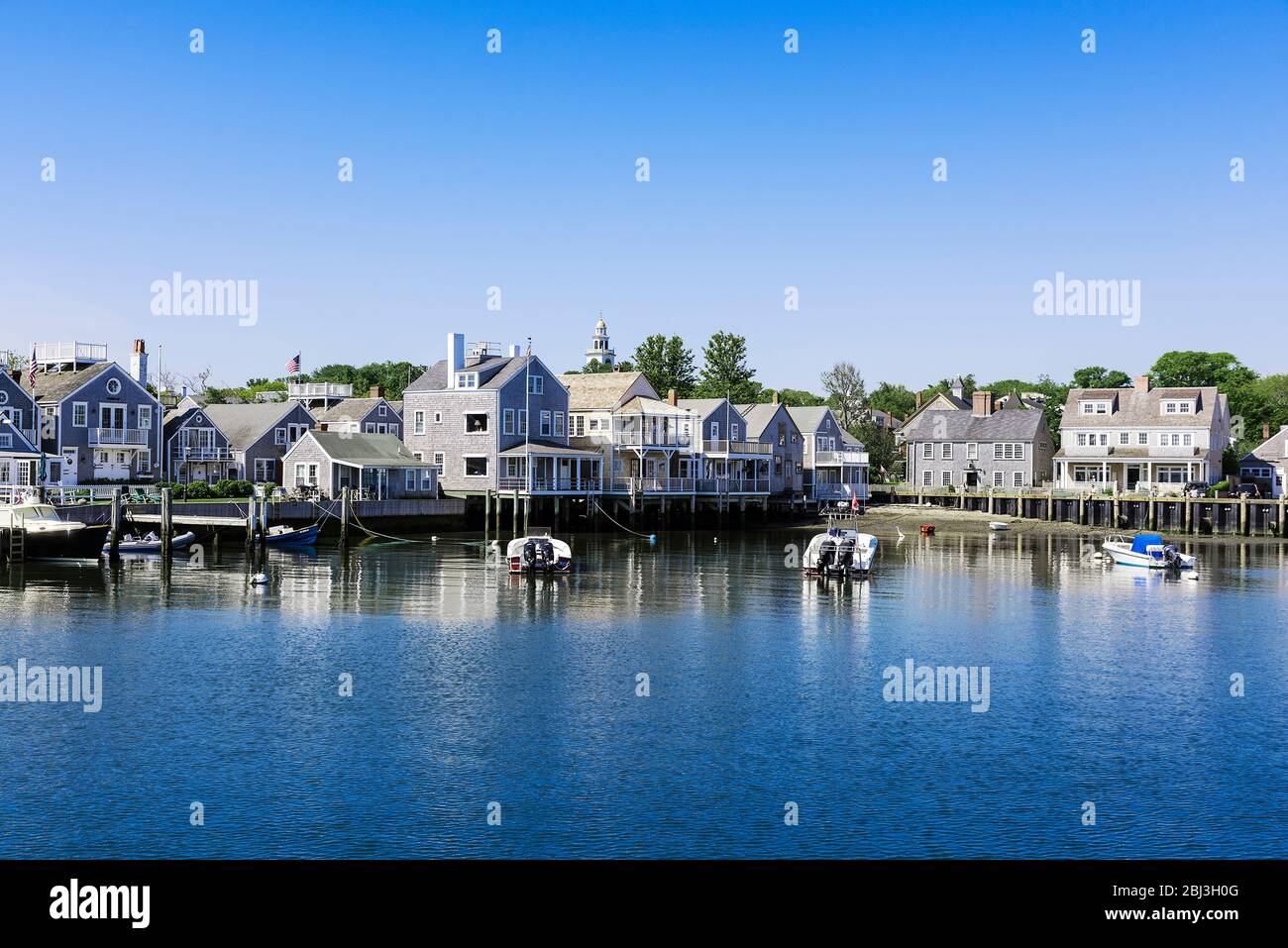 Harbor Cottages in Nantucket in Massachusetts. Stockfoto