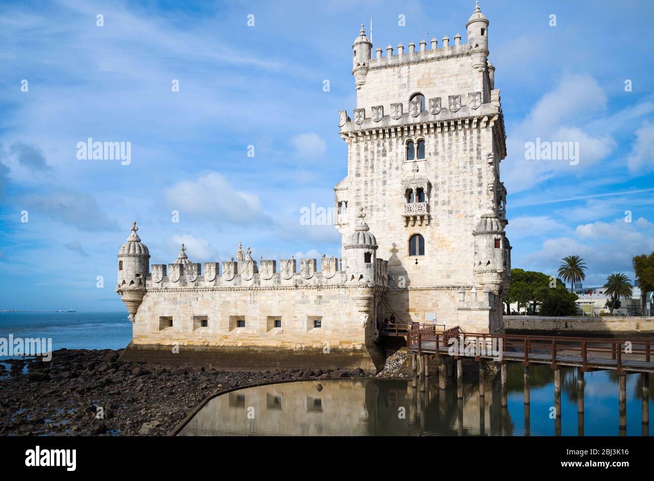 Belem Tower - der Turm von Saint Vincent ist eine Festung aus dem 16. Jahrhundert und Tor zu Lissabon, Portugal Stockfoto