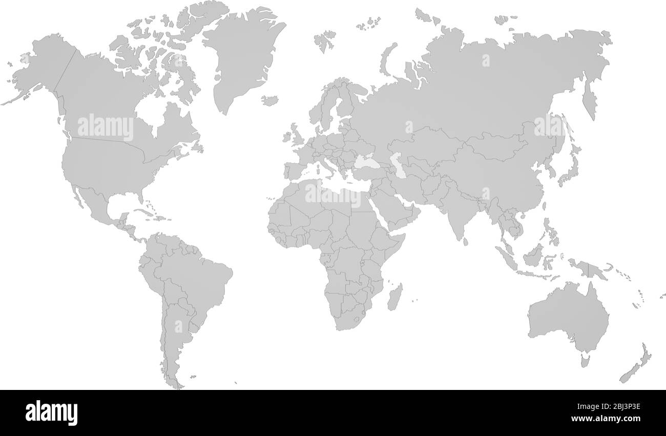 Weltkarte auf weißem Hintergrund isoliert. Abbildung. Stock Vektor