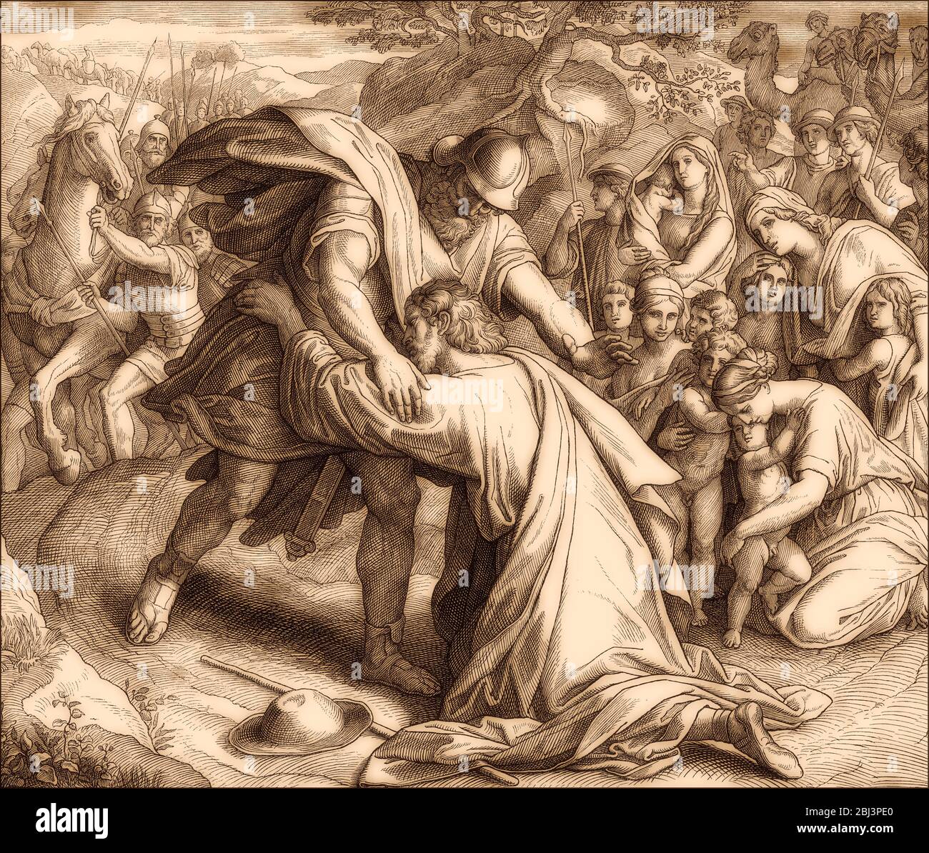 Jakob und Esau wiedervereinigt, Altes Testament, von Julius Schnorr von Carolsfeld, 1860 Stockfoto