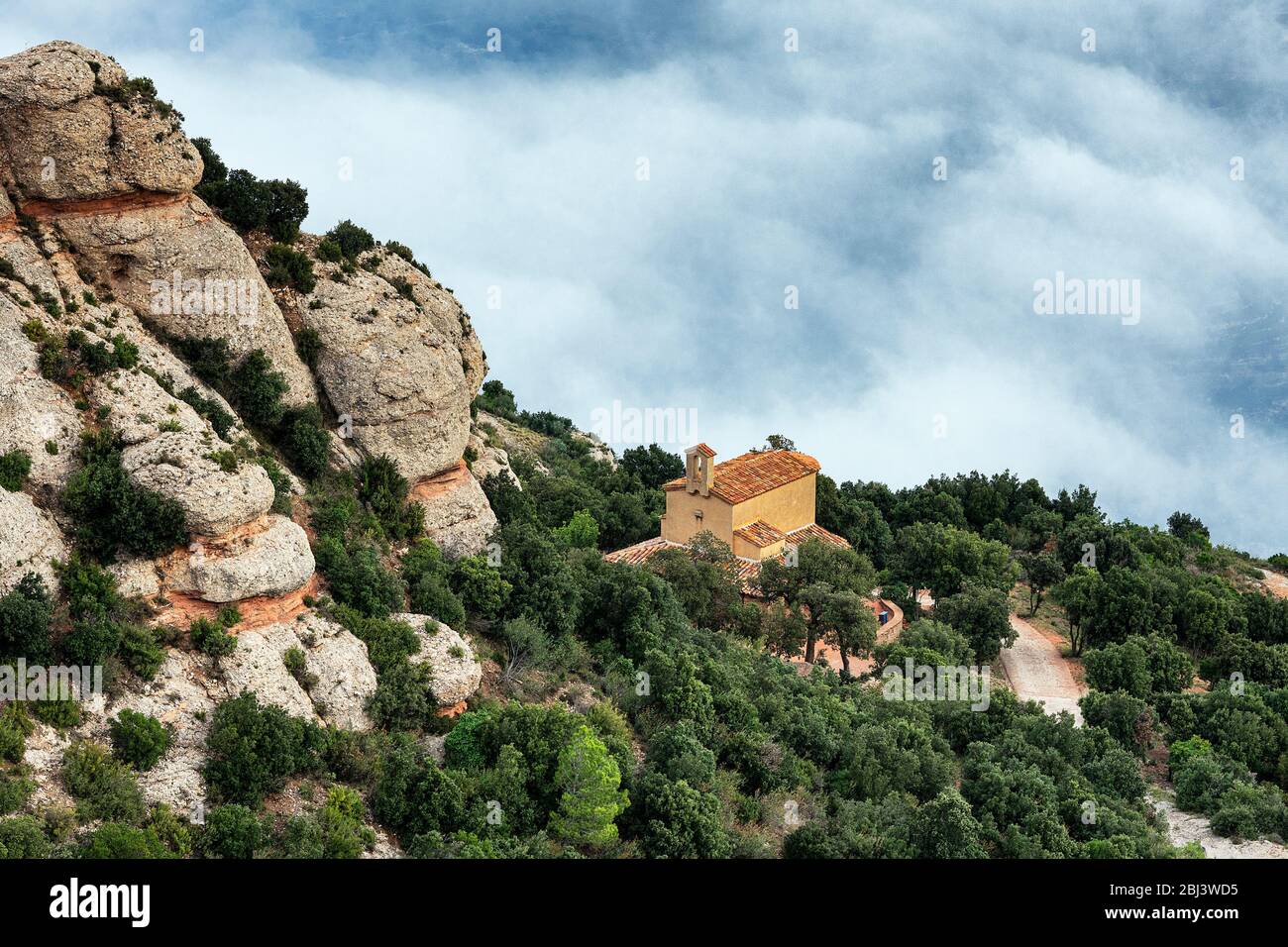 Kloster Santa Maria de Montserrat in Monistrol de Montserrat in Spanien. Stockfoto