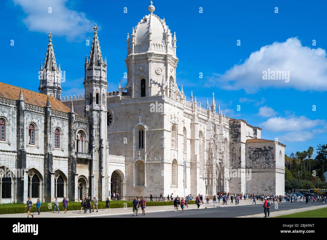 Kloster von Jeronimos - Mosteiro dos Jeronimos und Igreja Santa Maria de Belem, Kirche der Heiligen Maria, in Lissabon, Portugal Stockfoto