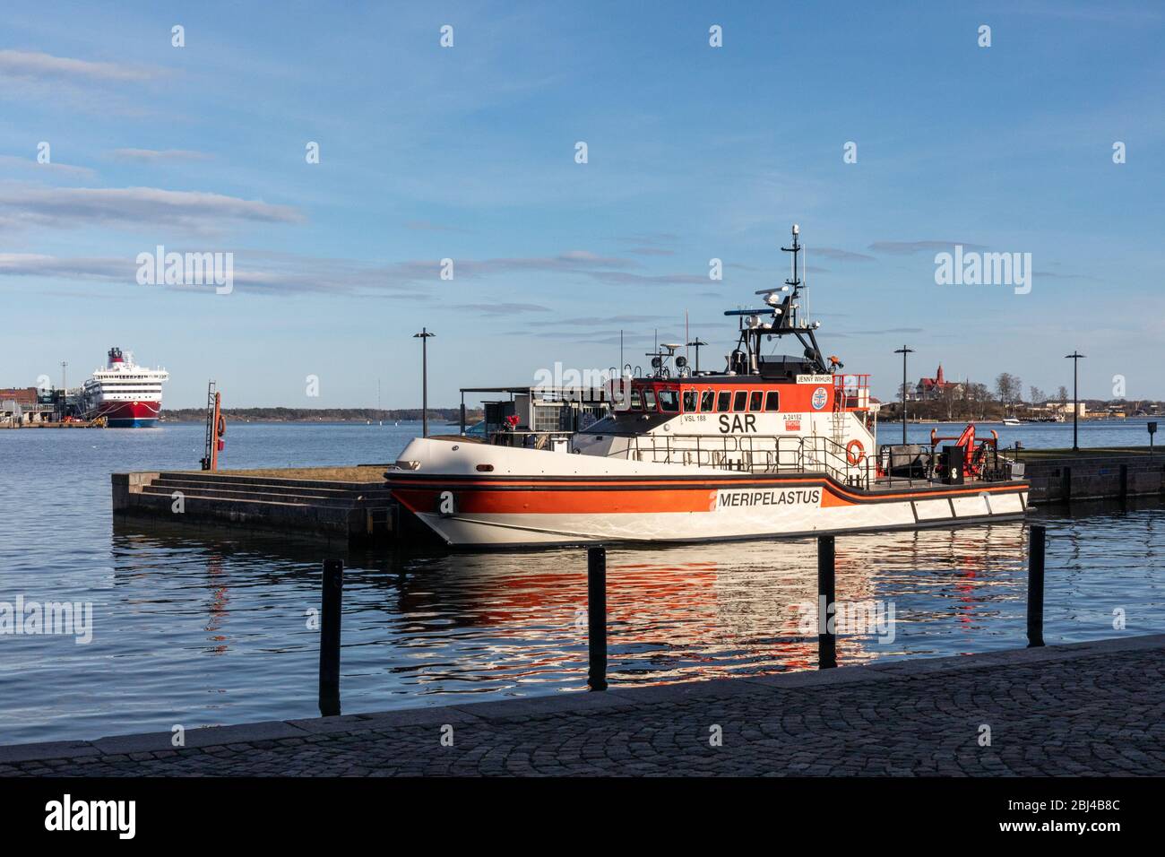 Rettungsboot Jenny Wihuri hat in Helsinki, Finnland, festgemacht Stockfoto
