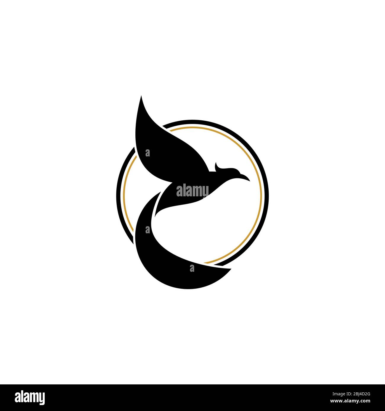 Fliegender Vogel Grafik Logo Design Konzept Vorlage, isoliert auf weißem Hintergrund. Stock Vektor