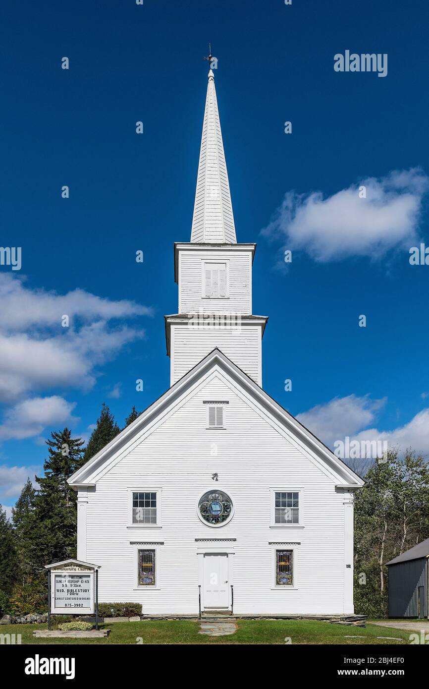 Malerische Andover Gemeinde Kirche in Vermont. Stockfoto