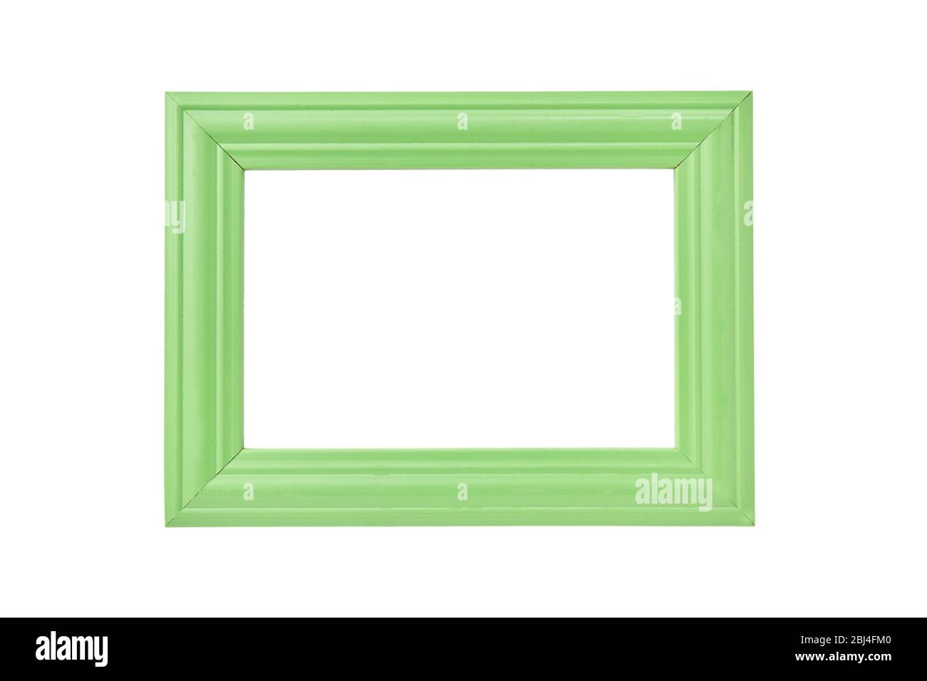 Grüner Rahmen für Malerei oder Bild auf weißem Hintergrund mit Beschneidungspfad Stockfoto