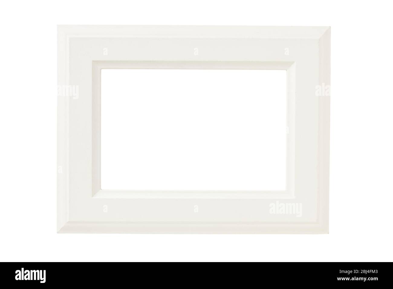 Weißer Holzrahmen mit abtrenntem Schnittpfad. Stockfoto