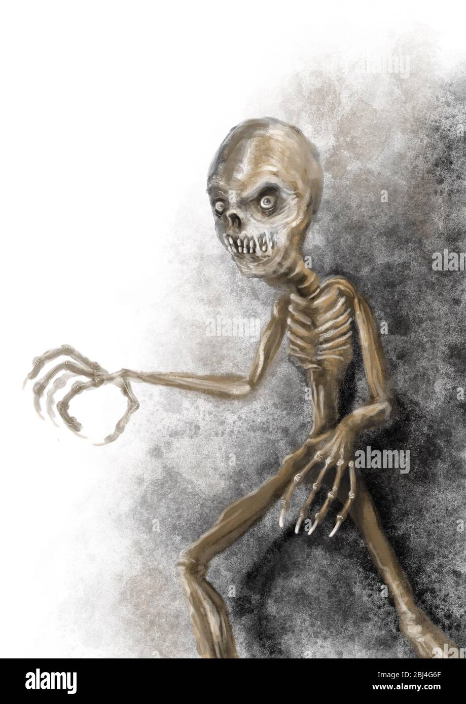 Eine gruselige handgezeichnete Zombie-Illustration Stockfoto