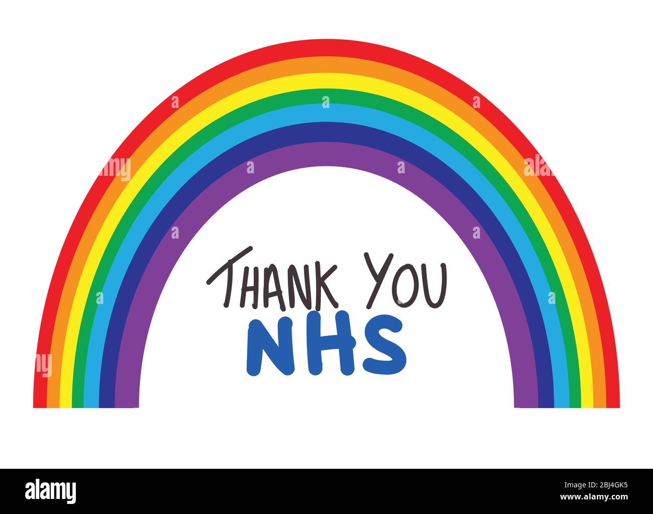 Danke NHS Regenbogen Vektor während der 2020 Coronavirus Pandemie Stock Vektor