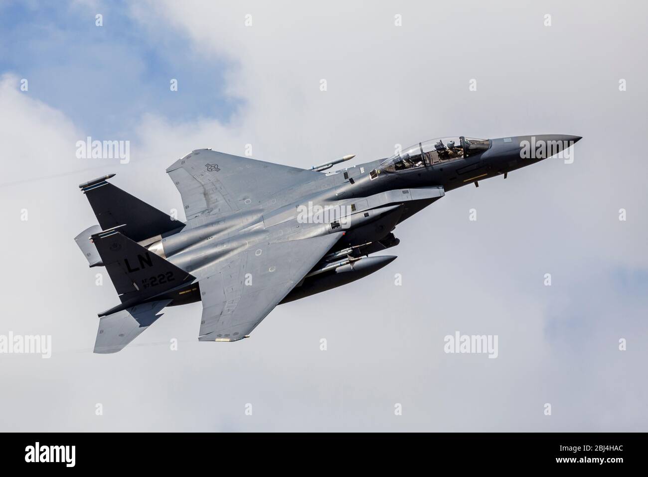 Oberseite eines US Air Force F-15E Strike Eagle. Stockfoto