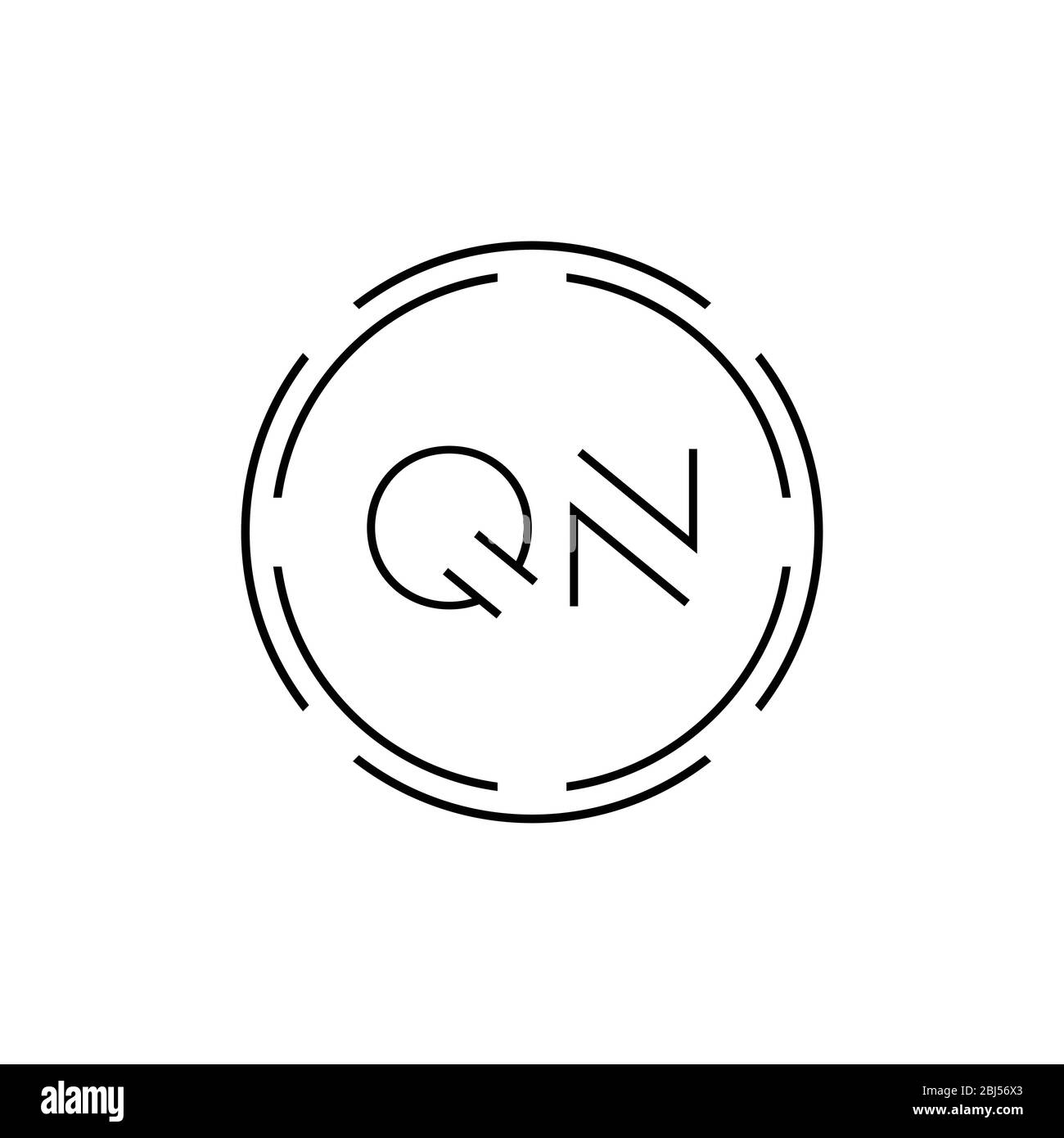 Anfangsbuchstabe QN Logo Design Vektor-Vorlage. Digital Abstract Circle QN Letter Logo Design Stock Vektor
