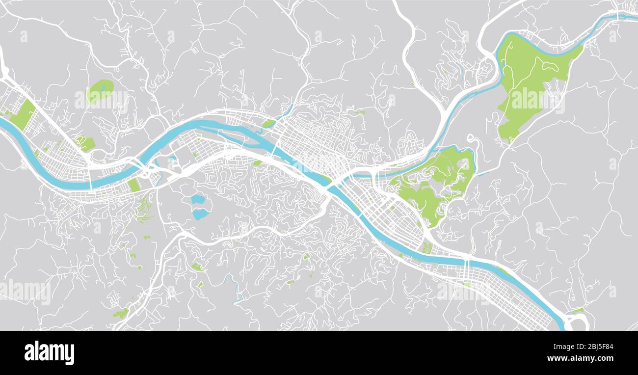 Stadtvektor Stadtplan von Charleston, USA. West Virginia State Capital Stock Vektor