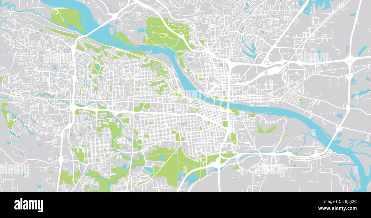 Stadtvektor Stadtplan von Little Rock, USA. Hauptstadt des Bundesstaates Arkansas Stock Vektor