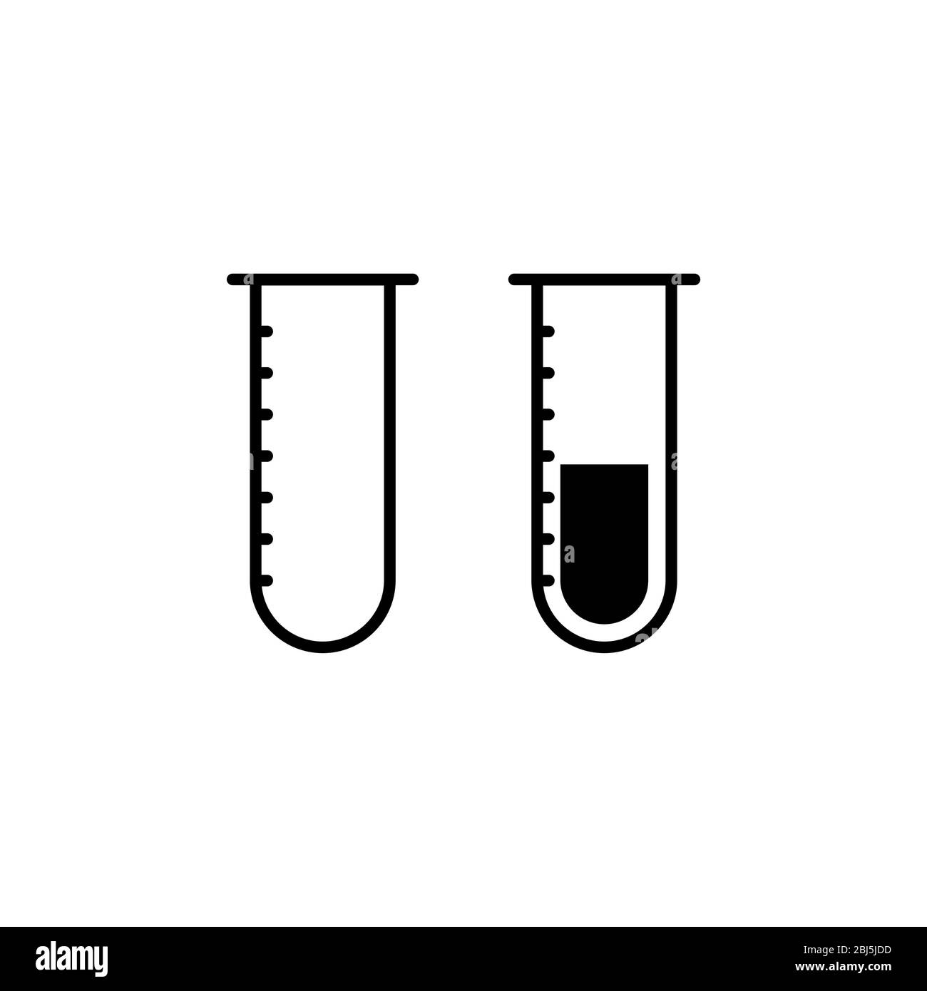 Symbol für Reagenzglas. Einfaches Symbol für den Umriss des Reagenzglasvektors. Auf weißem Hintergrund. Stock Vektor