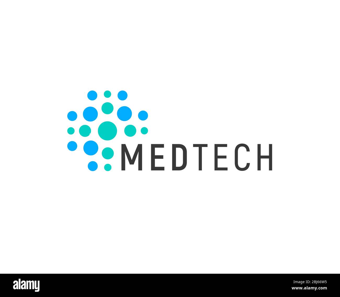 Medizintechnik Logo Konzept, abstraktes blaues gepunktetes Kreuz, Vektorgrafik Stock Vektor