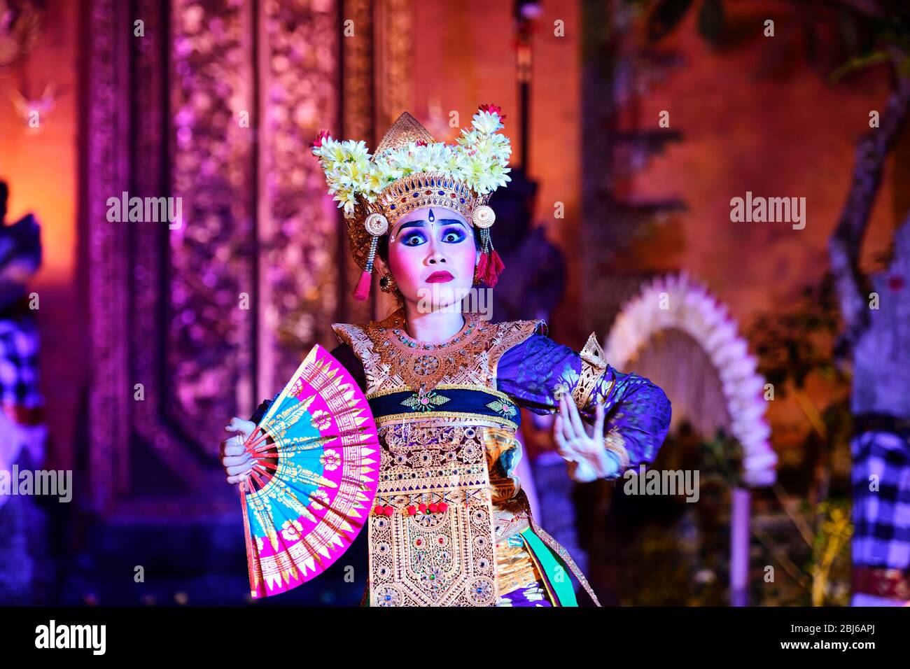 Legong-Tanz im Ubud Palace, Ubud, Bali, Indonesien Stockfoto