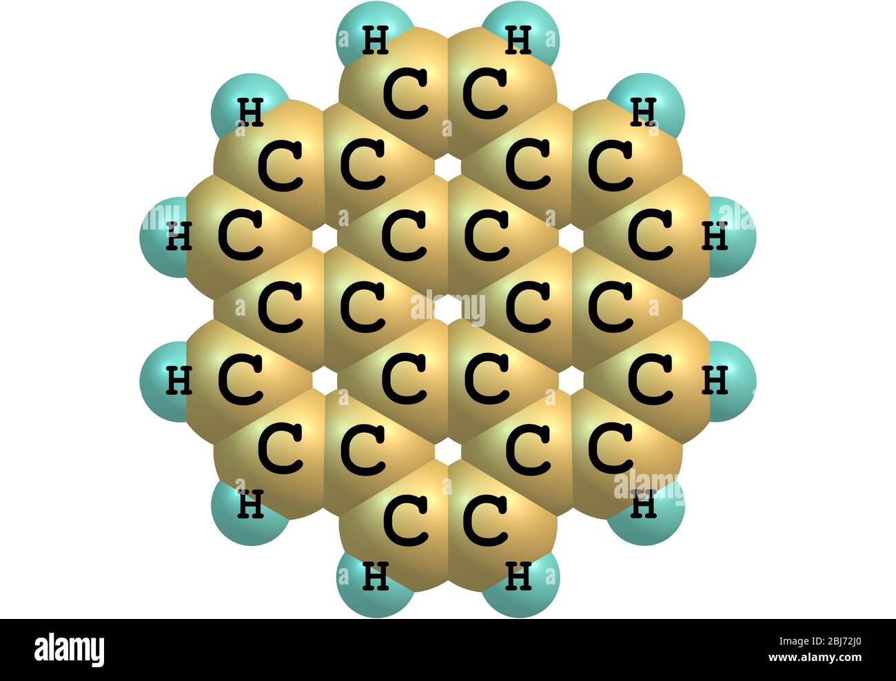 Coronol (Superbenzol) ist ein polyzyklischer aromatischer Kohlenwasserstoff, der aus sechs peri-fusionierten Benzolringen besteht Stockfoto