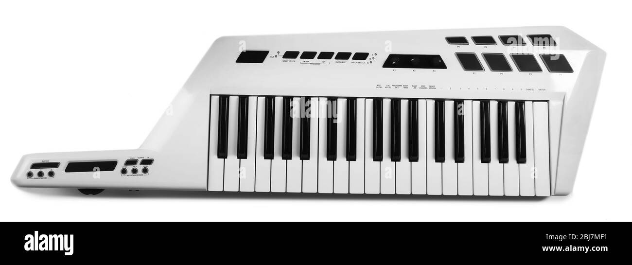 Keyboard von Synthesizer Nahaufnahme Stockfoto