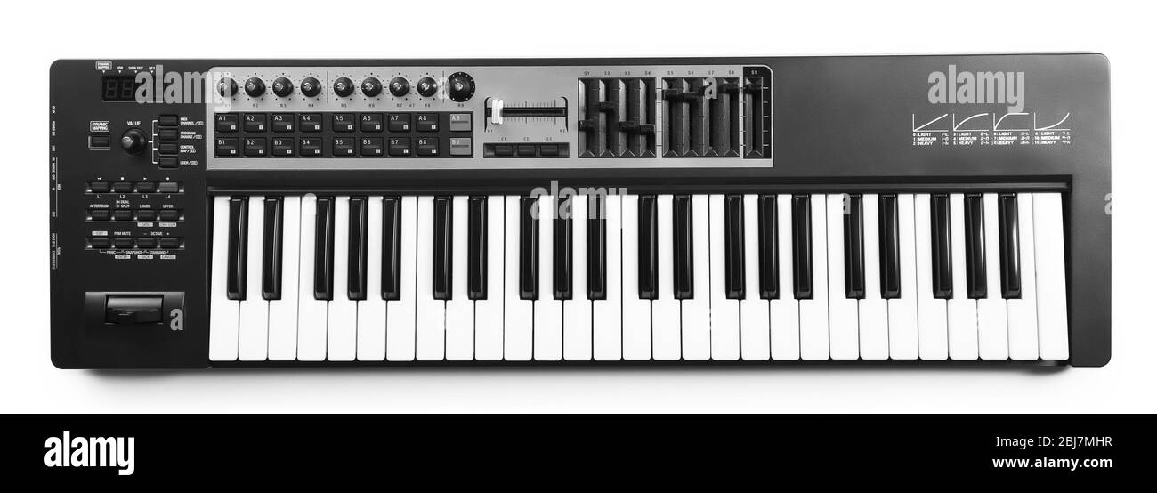 Keyboard von Synthesizer Nahaufnahme Stockfoto