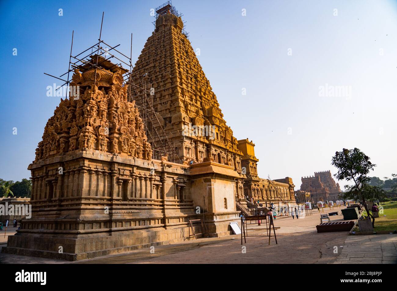 Eine landschaftlich schöne Aussicht auf lord Bragadeeswarar Tempel in Tanjore Tamil Nadu Indien Stockfoto