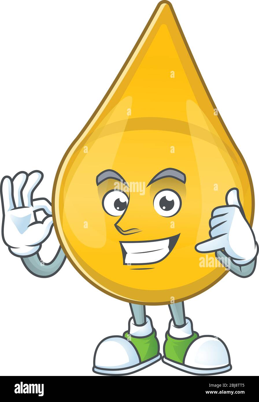Gold Haar Serum Maskottchen Cartoon Design machen einen Anruf Geste Stock Vektor
