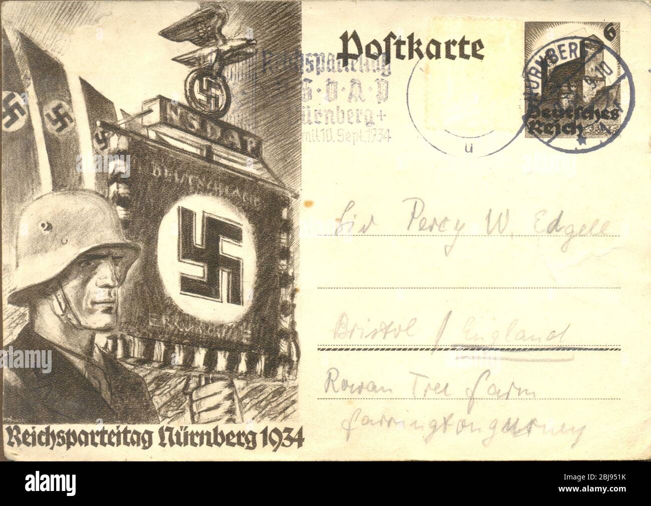 Offizielle Postkarte zur Nürnberger Rallye 1934 1934 Stockfoto