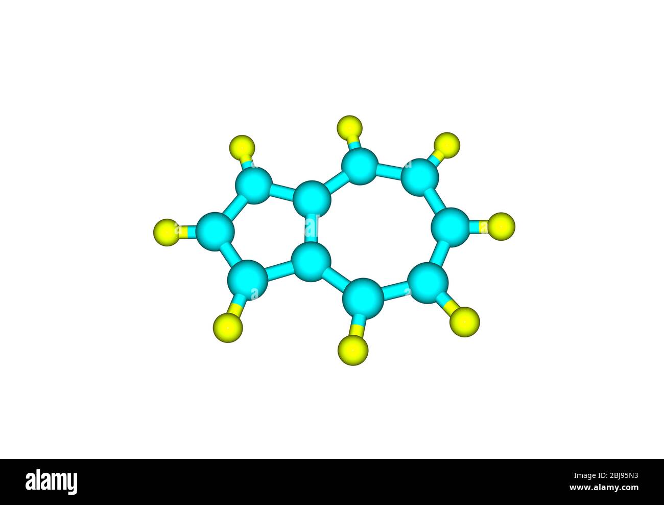 Azulene ist eine organische Verbindung und ein Isomer von Naphthalin. Während Naphthalin farblos ist, ist Azulene dunkelblau. Stockfoto