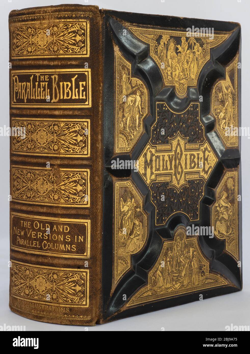 Seltene parallele Bibel um 1892 Stockfoto