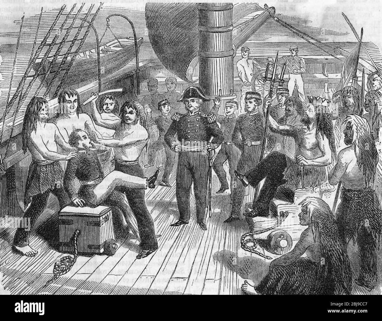 ÜBERQUEREN DER ÄQUATORENZEREMONIE in den 1840er Jahren Stockfoto