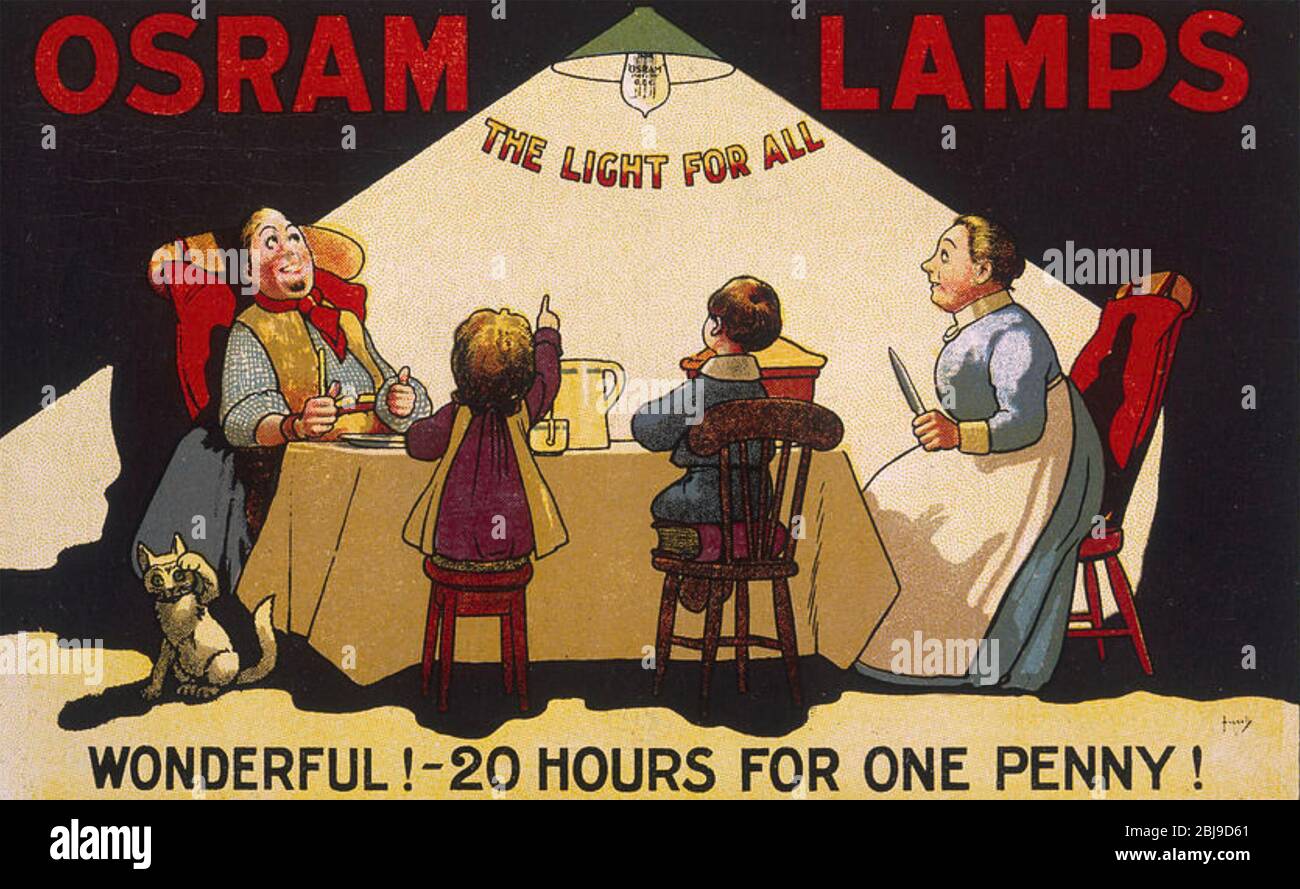 OSRAM-Anzeige über 1905 von John Hassall (1868-1948) Stockfoto