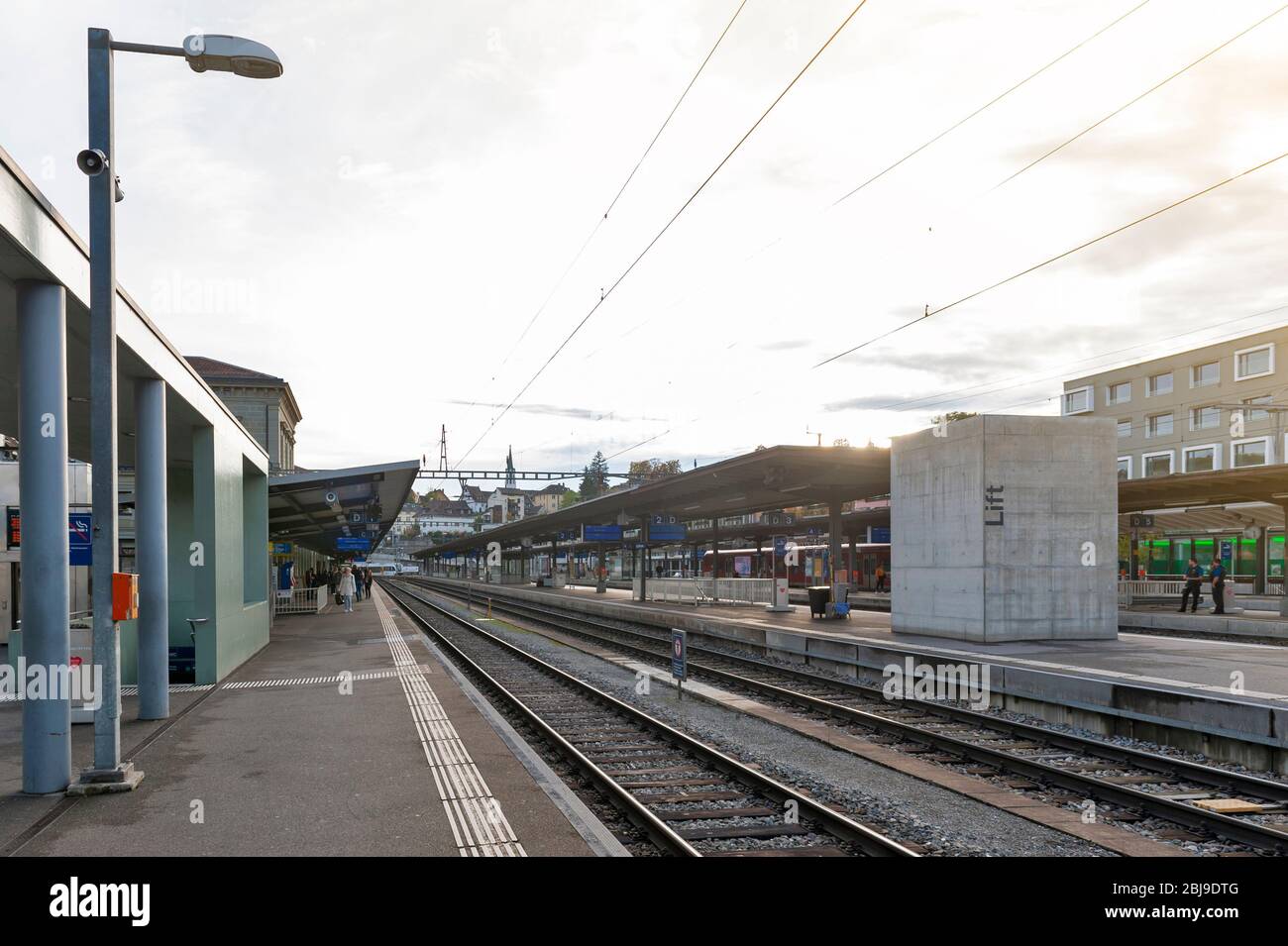 Schaffhauser Bahnhof in Schaffhausen, Schweiz, im Besitz der Schweizerischen Bundesbahnen (SBB CFF FFS) und der Deutschen Bahn (DB) Stockfoto