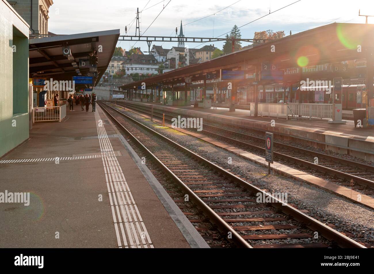 Schaffhauser Bahnhof in Schaffhausen, Schweiz, im Besitz der Schweizerischen Bundesbahnen (SBB CFF FFS) und der Deutschen Bahn (DB) Stockfoto