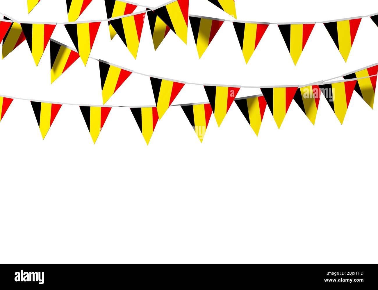 Belgien Flagge festliche Ammer vor einem schlichten Hintergrund. 3D-Rendering Stockfoto