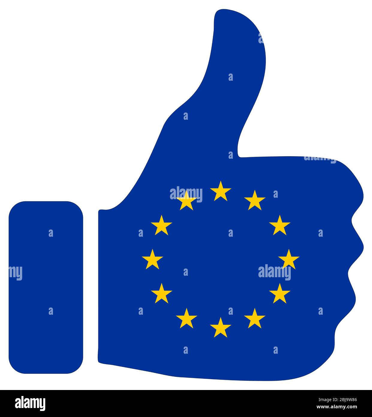 Daumen hoch mit Flagge der Europäischen Union (EU) Stockfoto