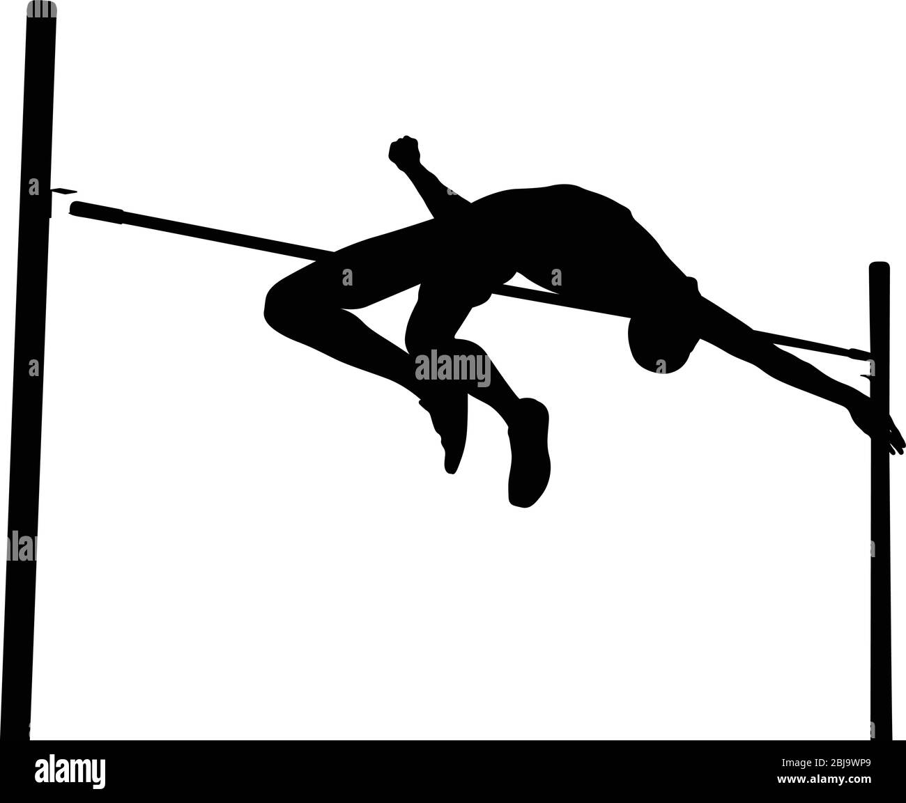 Gescheiterte Versuch Hochsprung Mann Athlet schwarze Silhouette Stock Vektor
