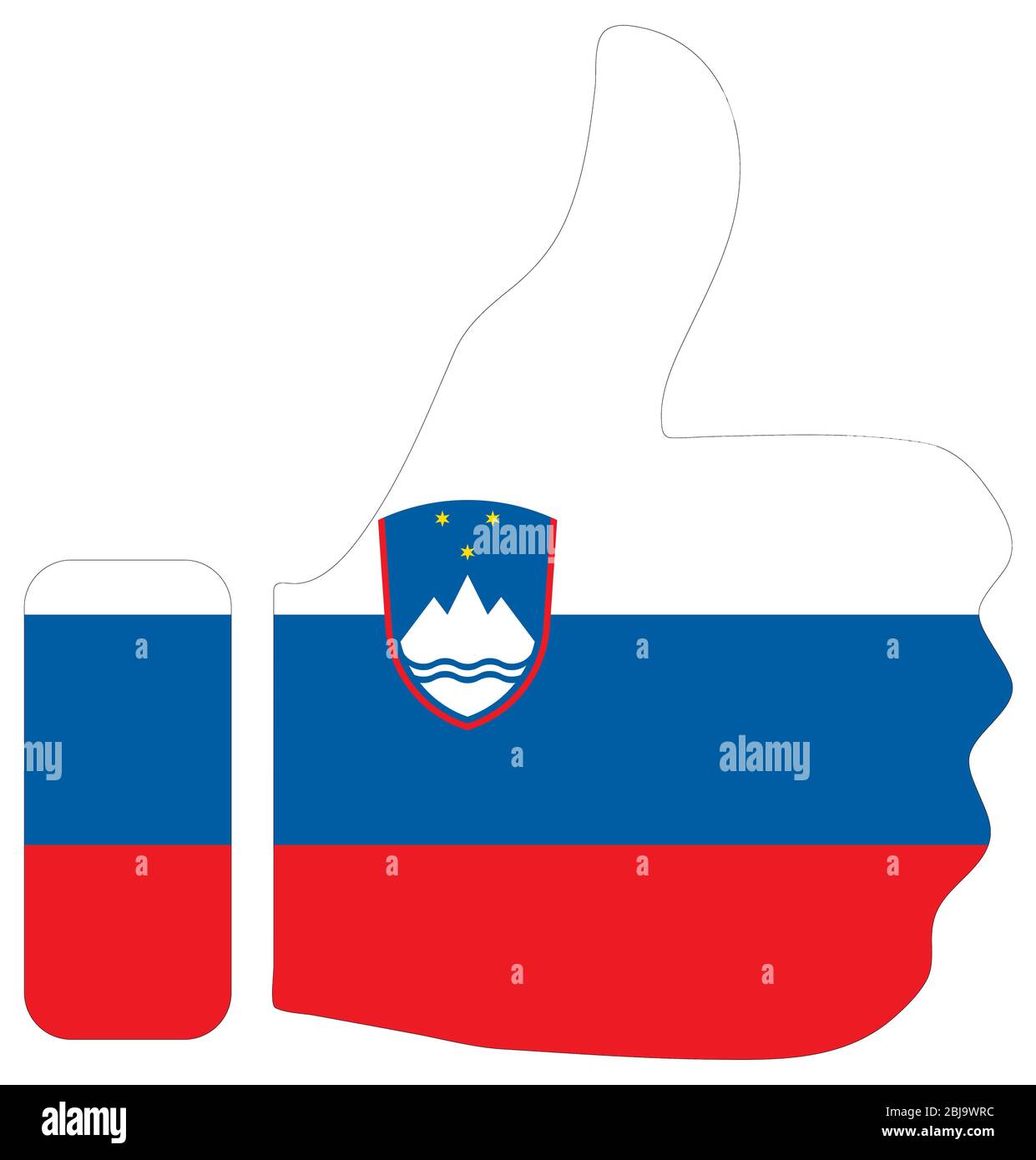 Daumen hoch Zeichen mit Flagge von Slowenien Nation Stockfoto