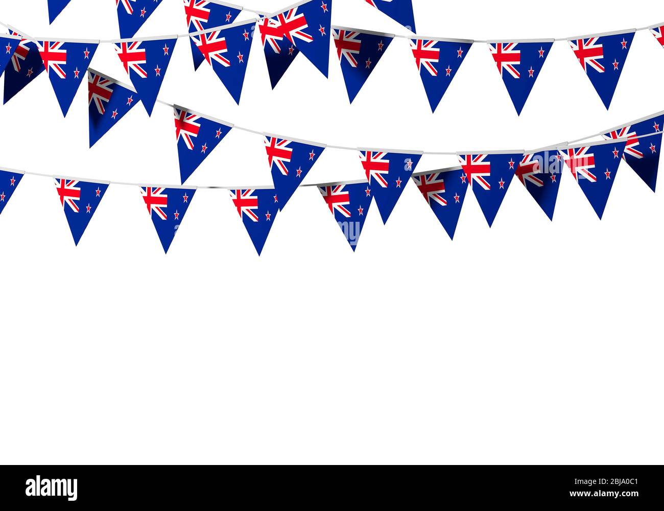 Neuseeland Flagge festliche Ammer vor einem schlichten Hintergrund. 3D-Rendering Stockfoto