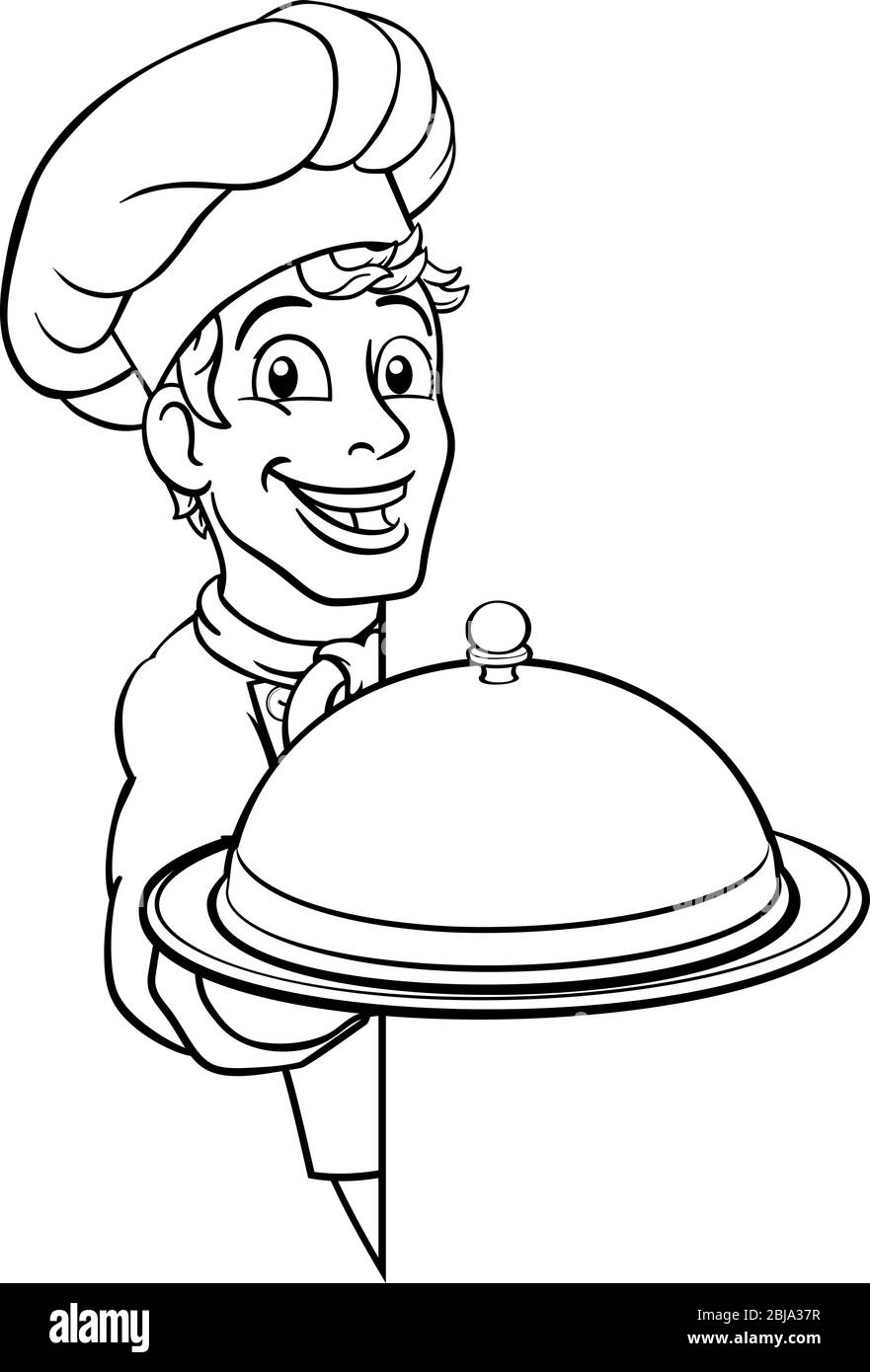 Koch Halteplatte Platter Schild Cartoon Stock Vektor