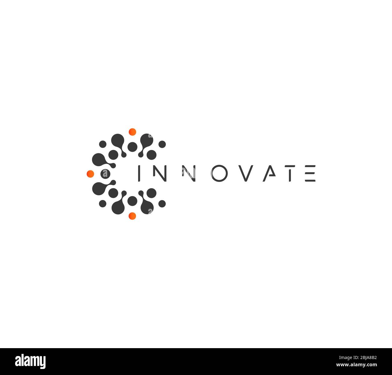 Innovative Technologie Startup-Logo-Konzept, rund Emblem, Lösung Symbol, isolierte Vektor-Logo auf weißem Hintergrund Stock Vektor