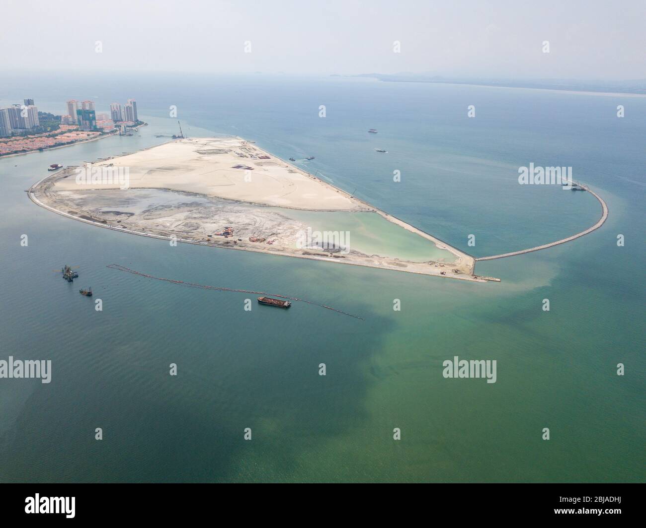 Luftaufnahme Rückgewinnungsland in Gurney Wharf. Stockfoto